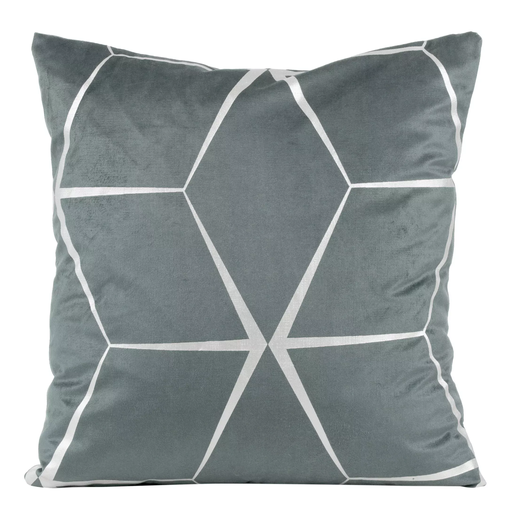Poszewka na poduszkę 45x45 cm welwetowa srebrna z nadrukiem geometrycznym BLINK 28