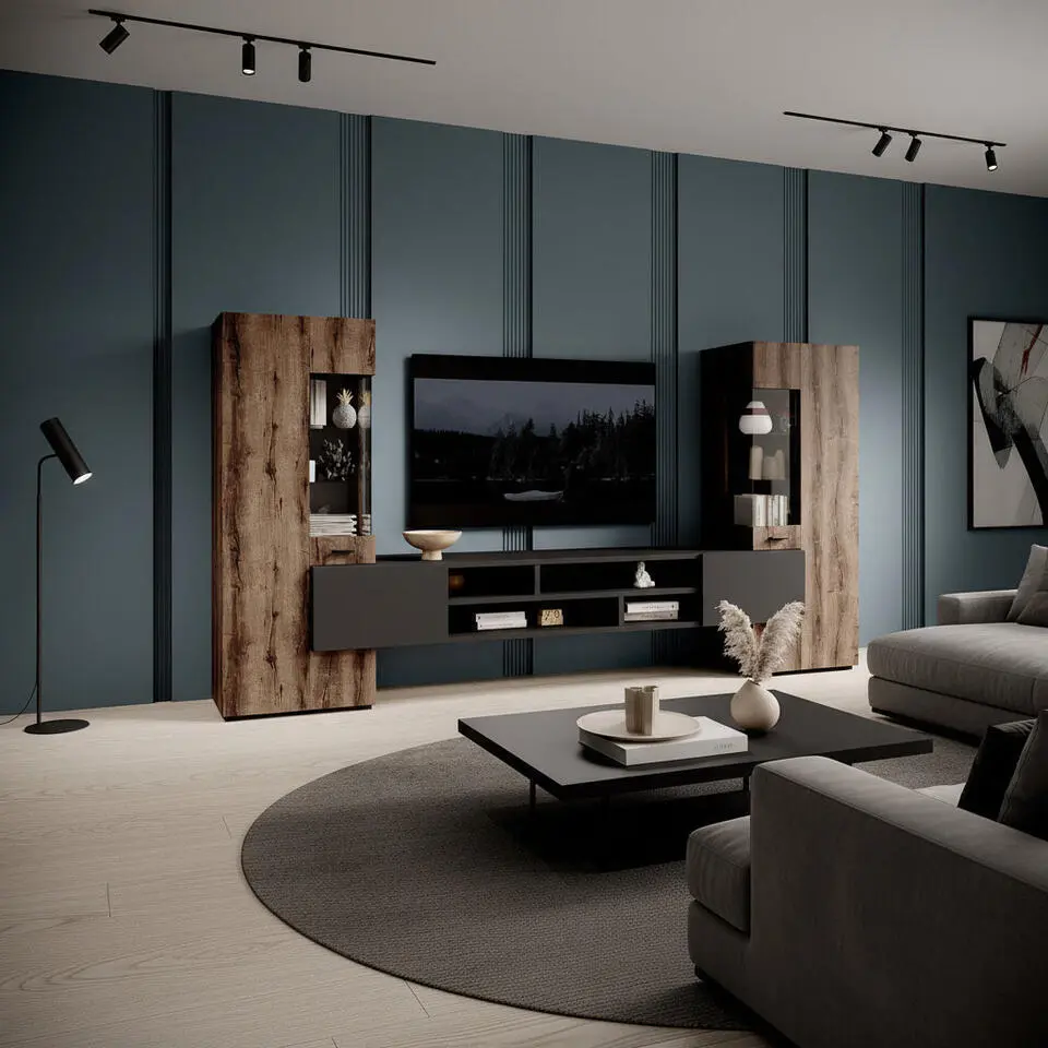 Meubella - Wandmeubel Charo - Donker eiken