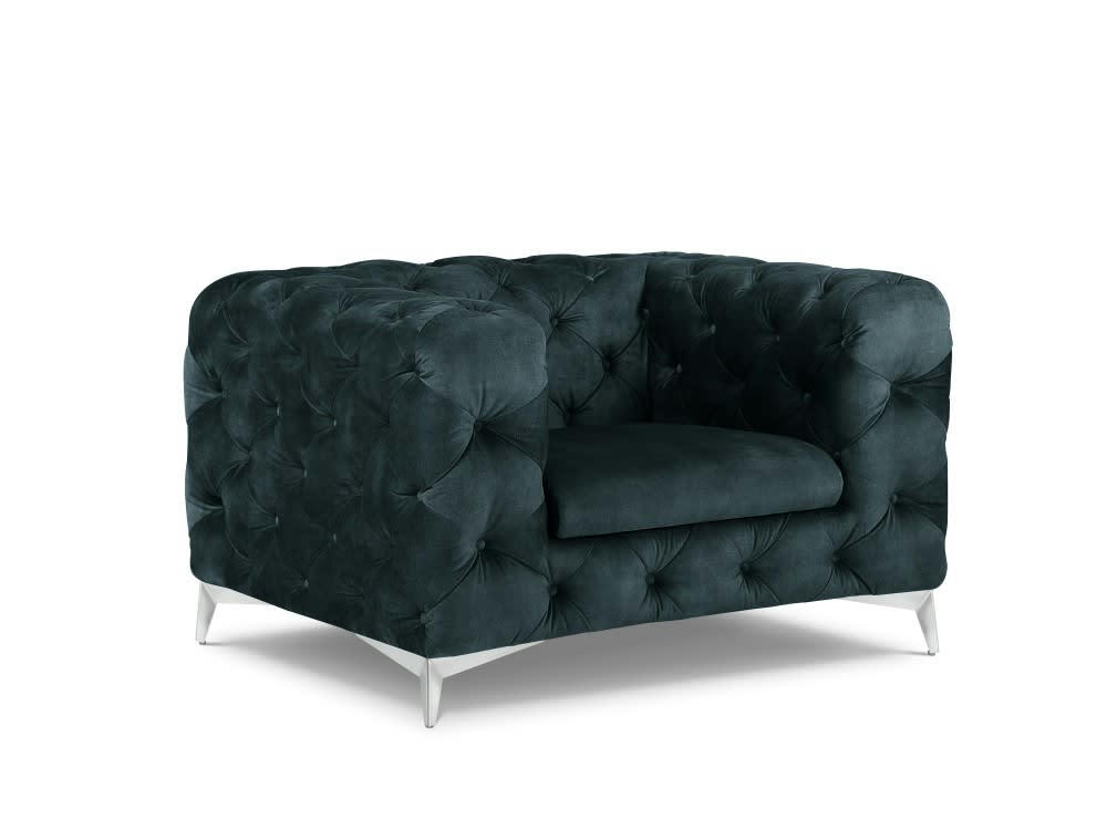 VIOLANE - Fauteuil en velours pétrole