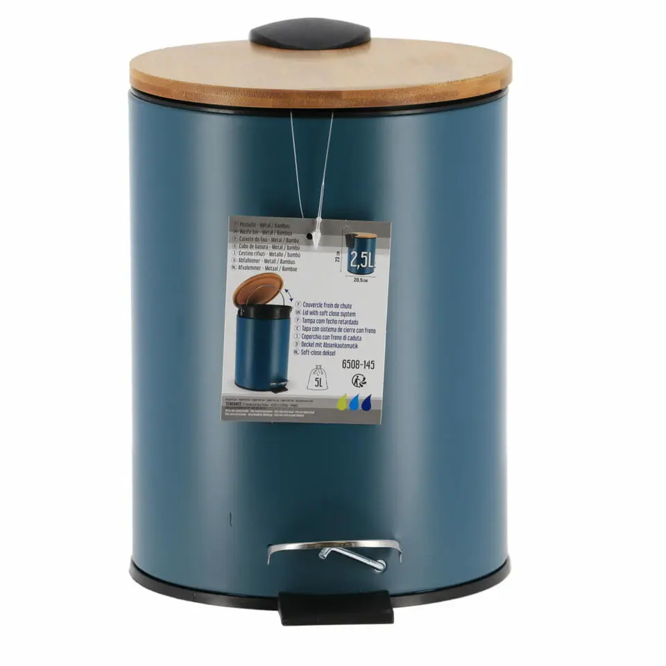 Tendance Badkamer prullenbak Bamboo vibe - soft close - 3 ltr