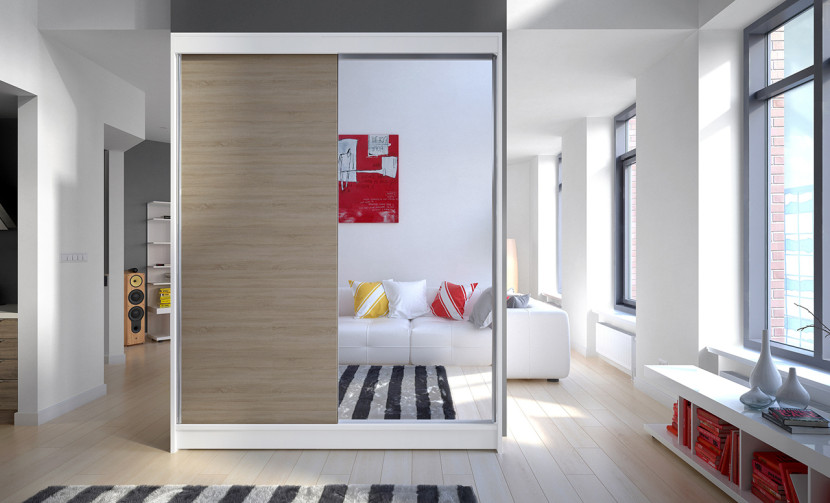 Szafa przesuwna z lustrem JORDI 150 White