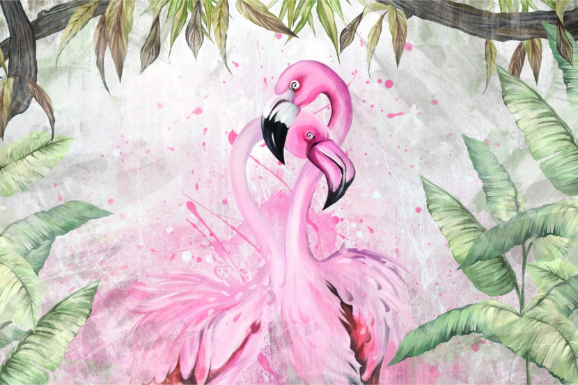 Fototapeta Abstrakcja FLAMINGI Akwarela 90x60cm