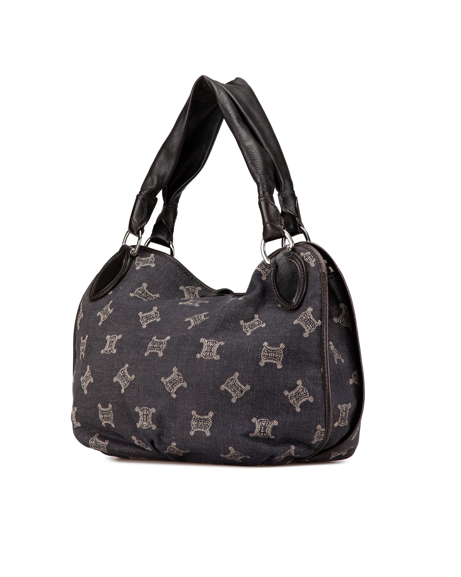 Celine Preloved Denim Hobo Bag Wo - Brown