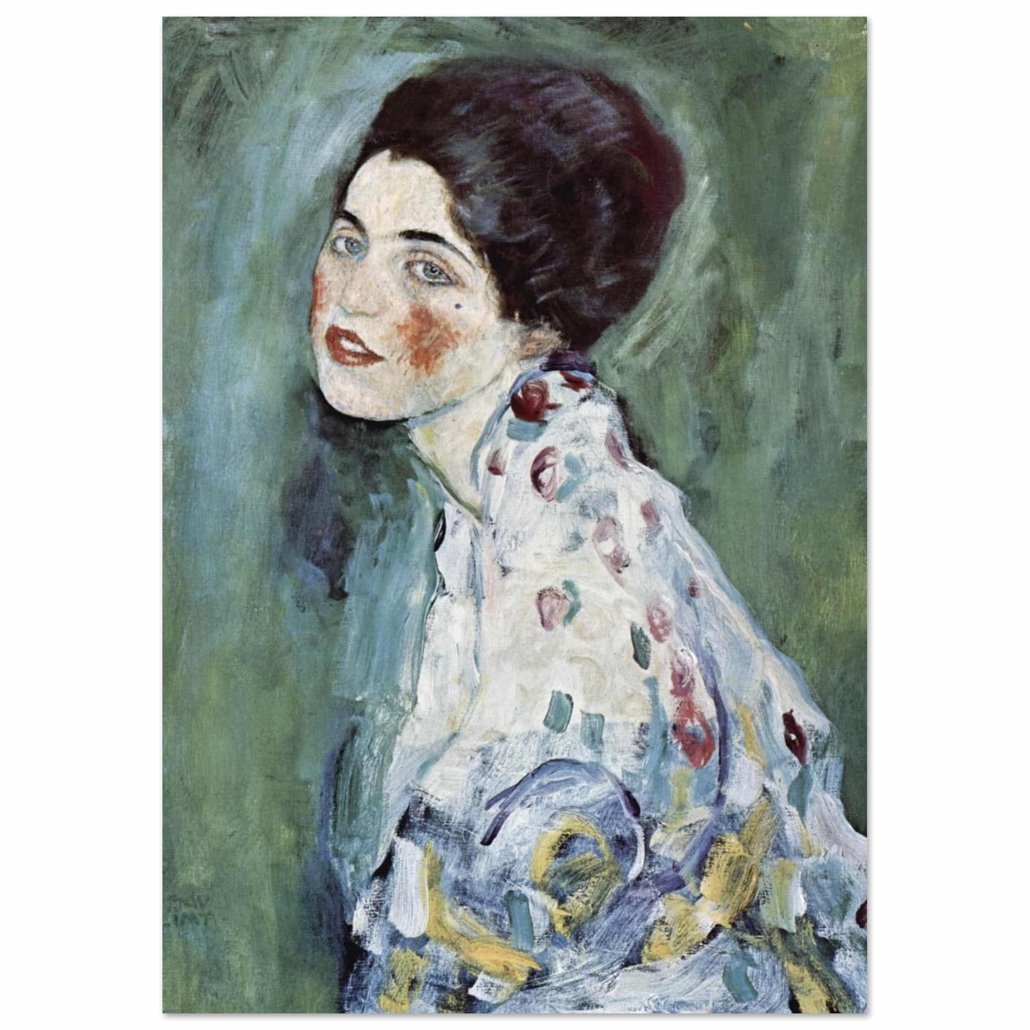 Artfulprints Poster Gustav Klimt - Portrait of a lady  - A4 21x29.7 cm - Donkergroen