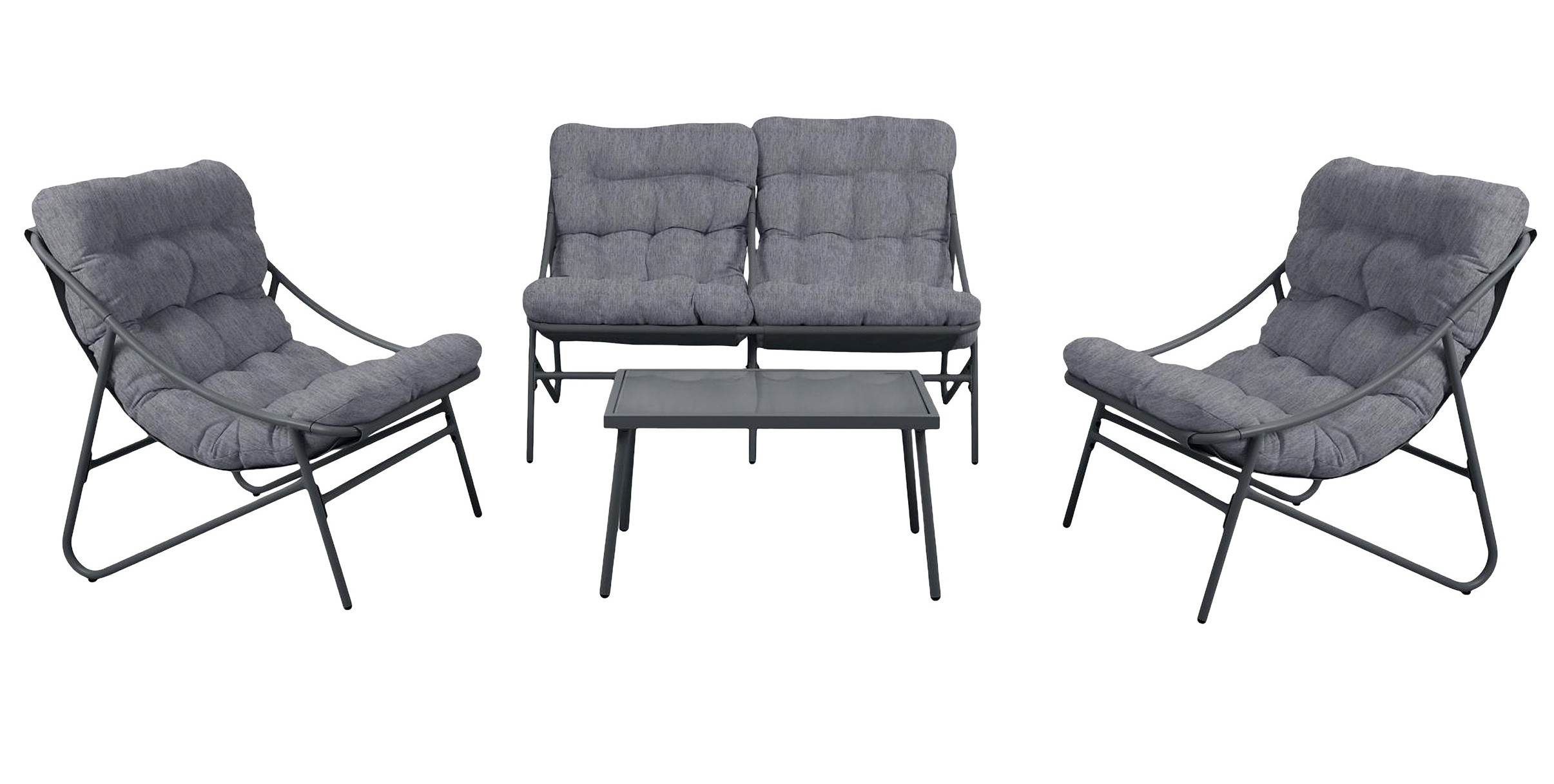 Zestaw Mebli Ogrodowych VIBE 4 Częściowy Fotele Sofa Stolik SZARY