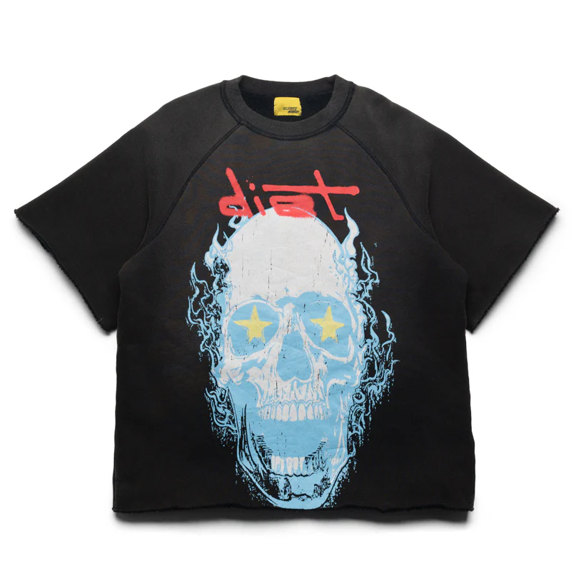 Diet Starts Monday Skull Half Sleeve Tee - Vintage Black