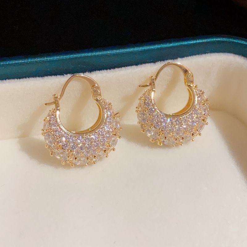 PEACH ACCESSORIES Crystal Jewelled Crescent Hoops Earrings