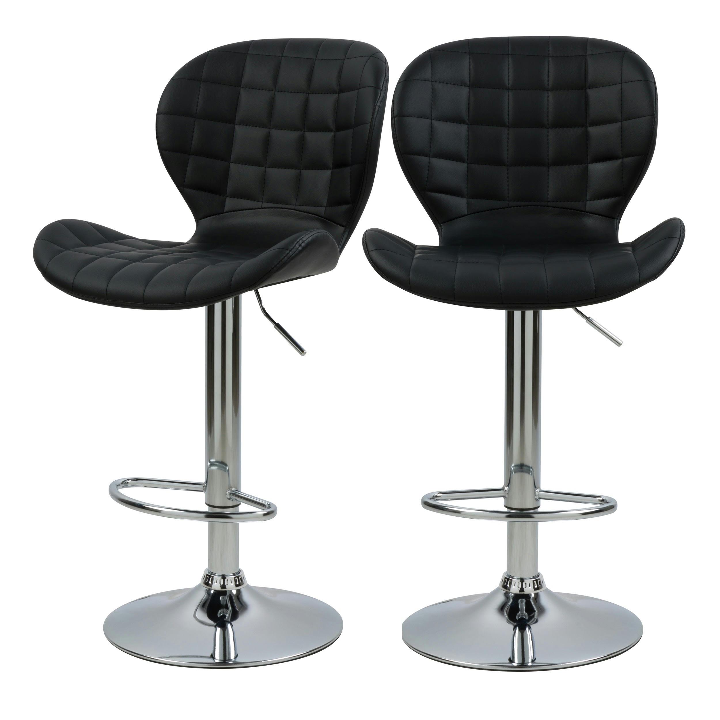 MAZZIA - Chaise de bar réglable 53/74cm en cuir synthétique noir (x2)