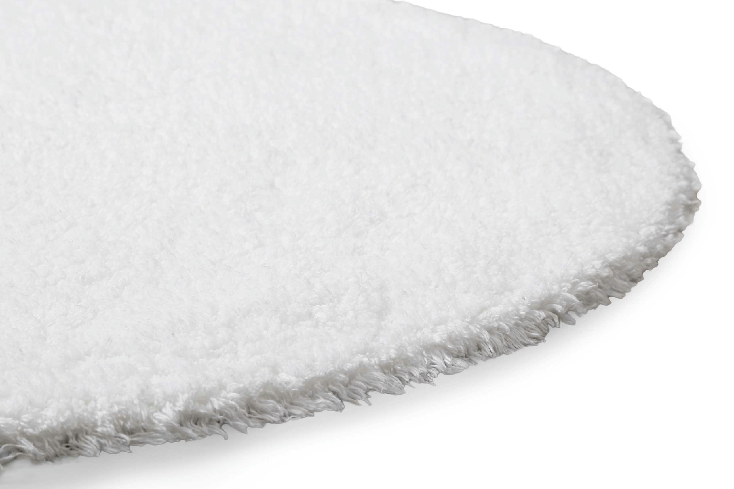 OLE - Tapis de bain rond doux blanc coton 90 rd.