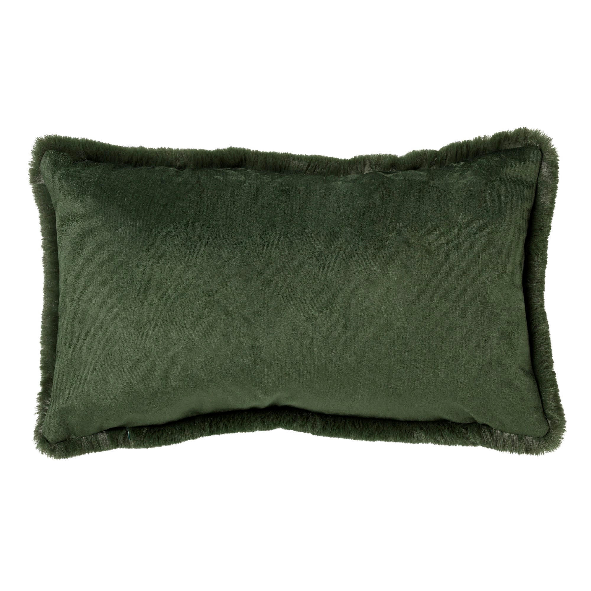 - Housse de coussin vert fausse fourrure-30x50 cm uni