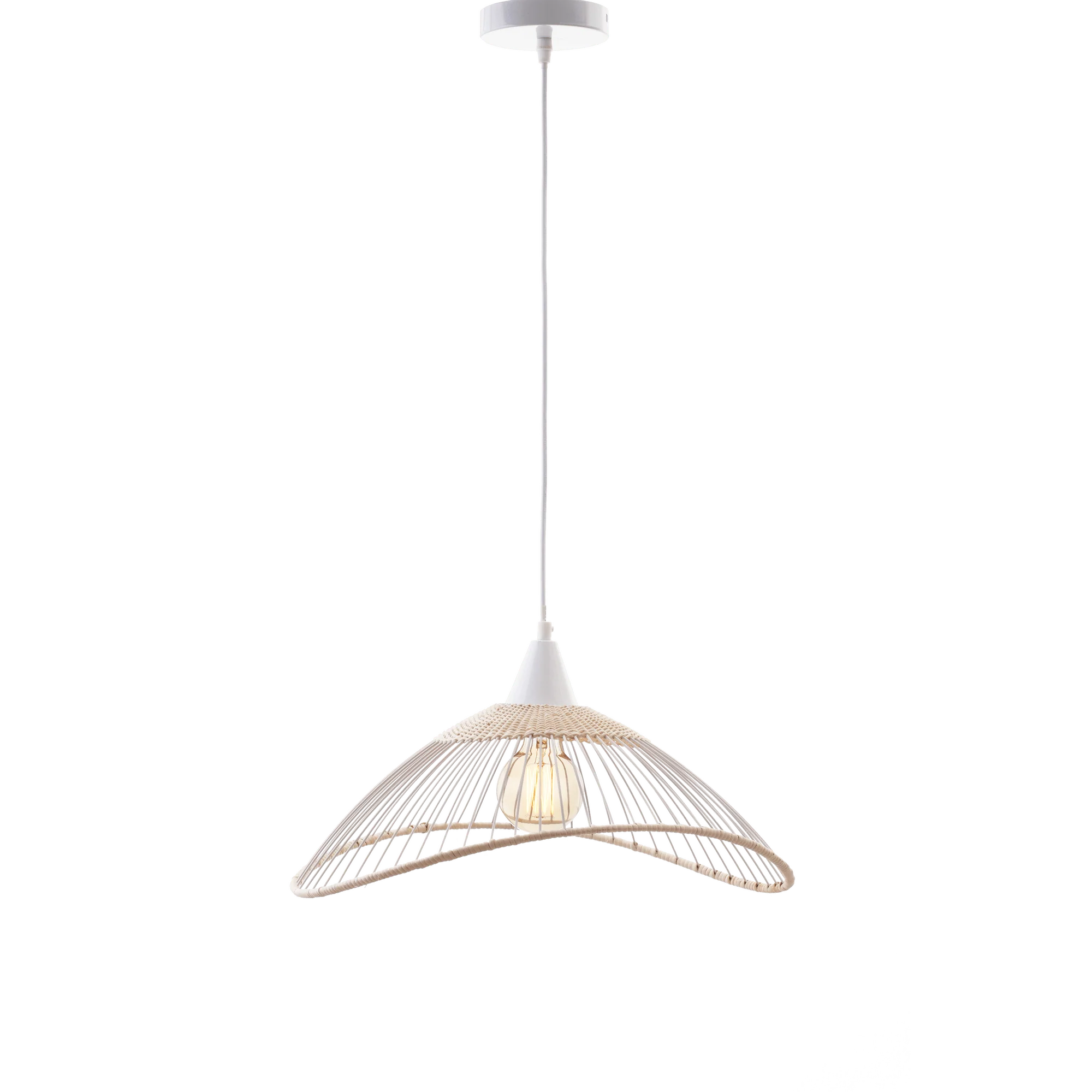 SEYNAVE Suspension KASTELLI RATTAN blanc et beige 24,5 x 45 cm