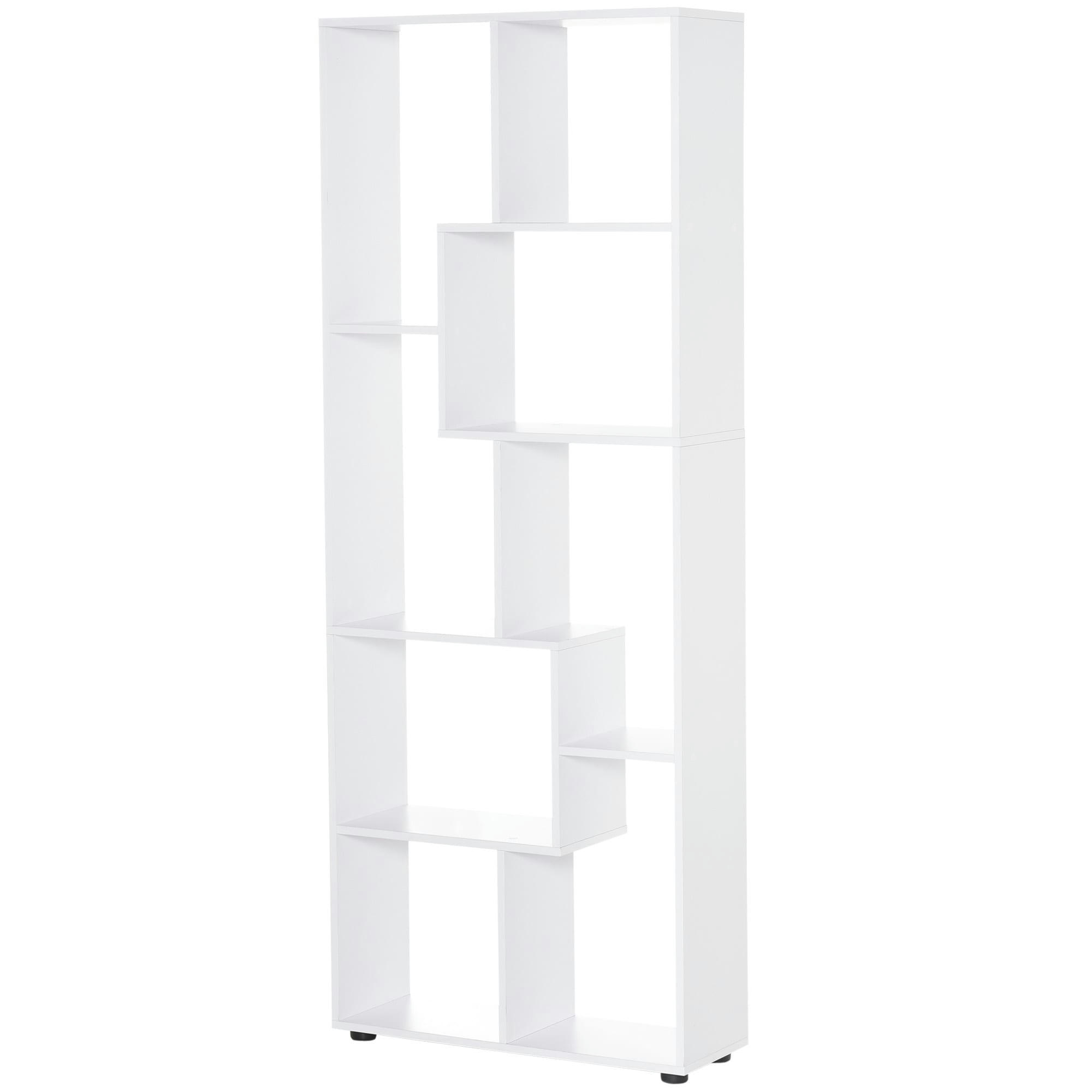 - Bibliothèque étagère zig zag panneaux particules blanc