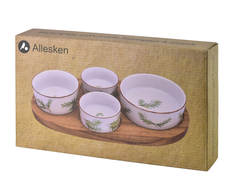 MODERN KITCHEN Deska z 4 miskami rozmaryn 160ml/120ml/2x80ml