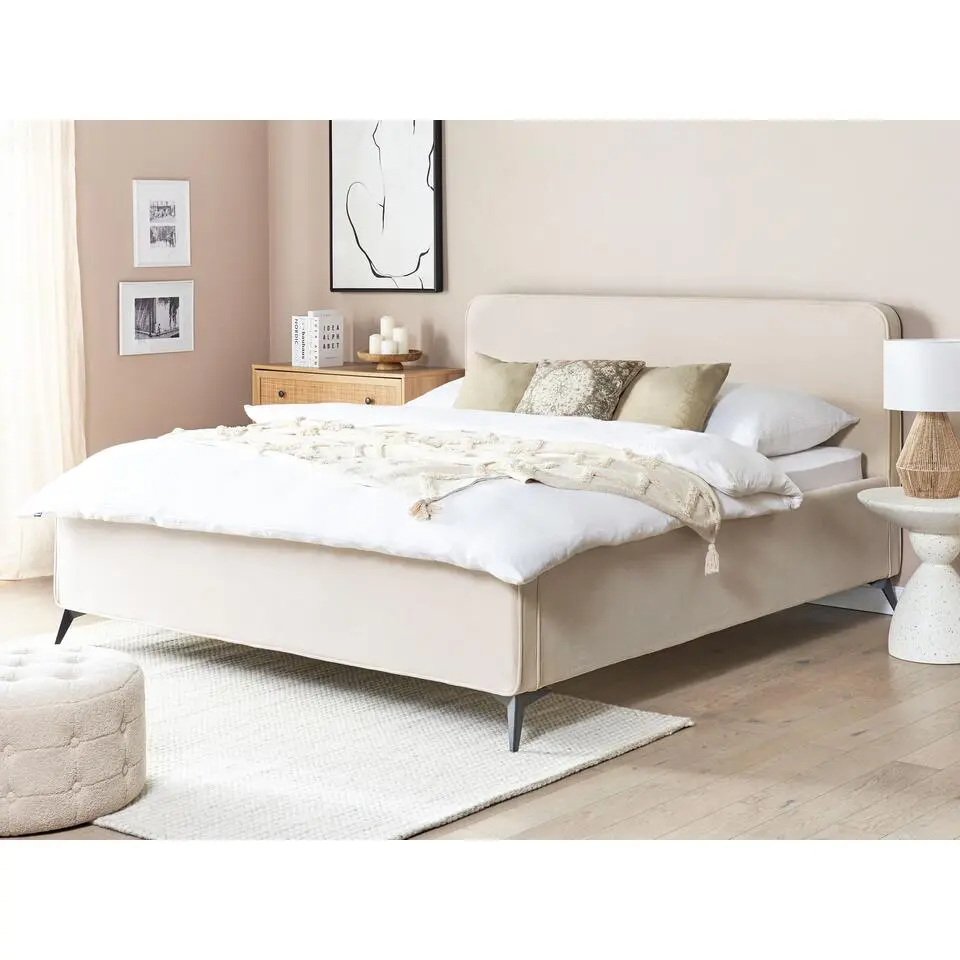 VALOGNES - Tweepersoonsbed - Beige - 180 x 200 cm - Corduroy