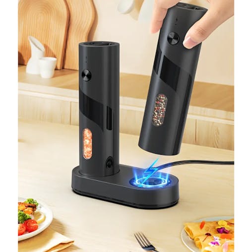 NNETM Electric Salt & Pepper Grinder Set with Charging Base (2 pcs)