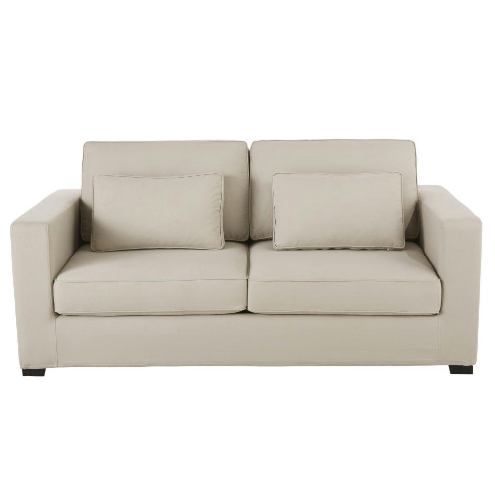Milano - Canapé convertible 2/3 places en toile mastic, matelas 6 cm