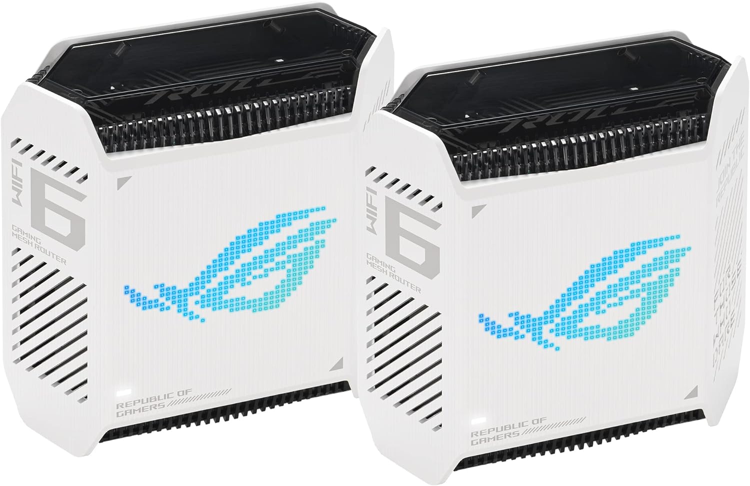 ASUS ROG Rapture GT6 (2PK) AX10000 Tri-Band WiFi 6 Gaming Mesh System  Covers up to 5 800 sq ft  2.5 Gbps Port  Triple-Level Game Acceleration  UNII 4  Free Lifetime Internet Security  Moonlight White