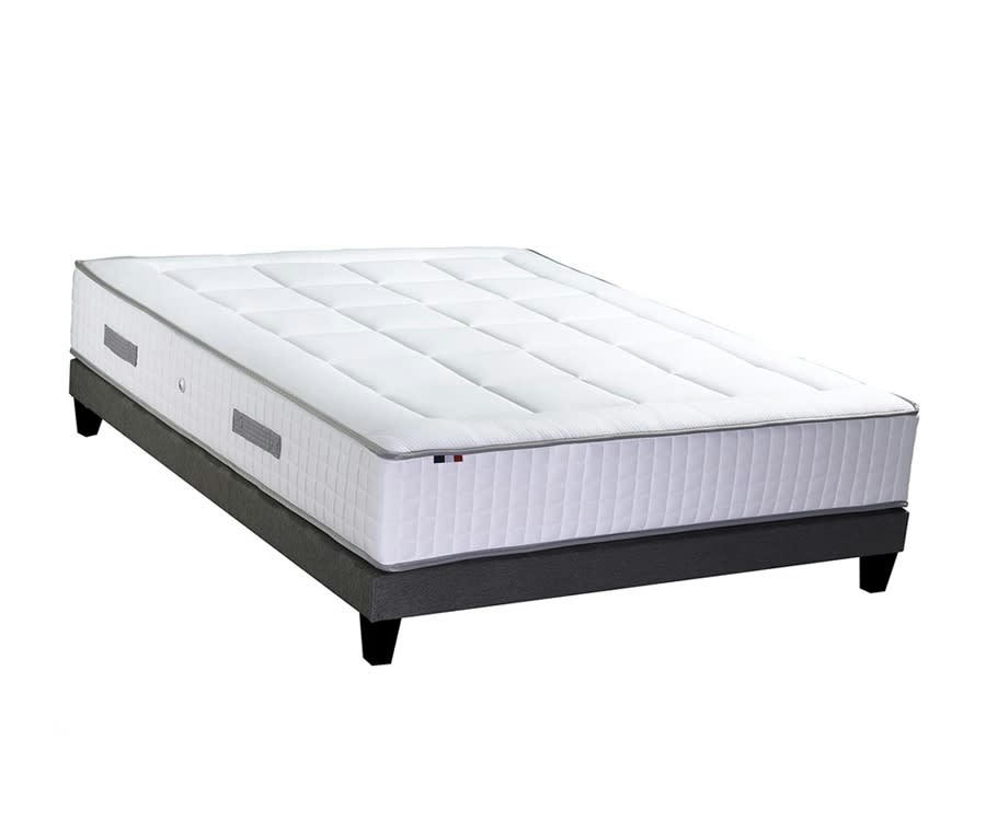 ENSEMBLE BELLAGIO - Ensemble matelas 7 zones memoire forme sommier gris 140x190