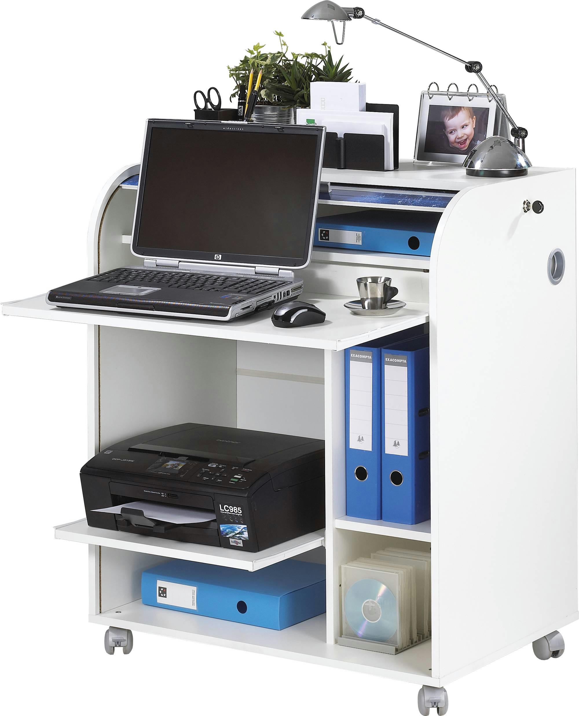 COLORS - Bureau multimédia effet bois blanc