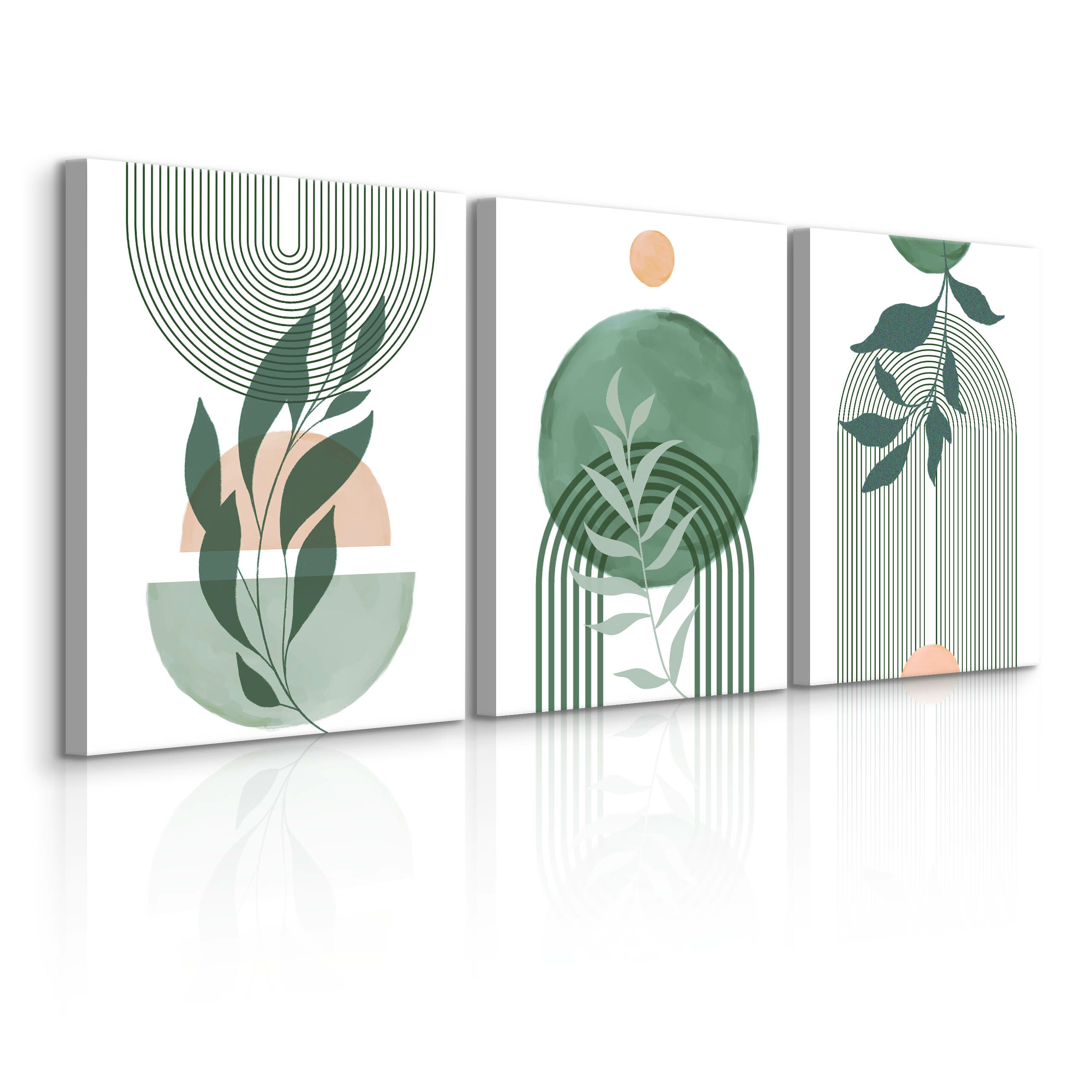 3x Obraz Set Akwarelowe Liście Tropikalne W Stylu Boho 30x40cm