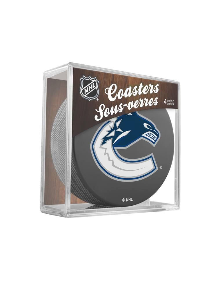 NHL Vancouver Canucks Hockey Puck Drink Coasters, 4-pk