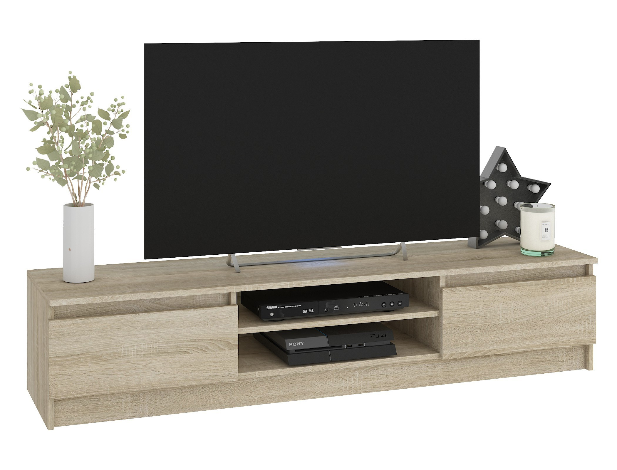 Zestaw RTV Komoda i Szafki wiszące Dąb Sonoma 240x40x140 cm
