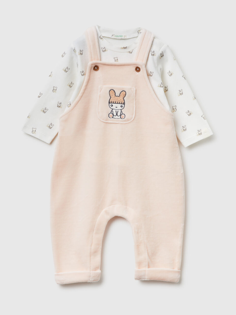 T-shirt and dungarees set in cotton