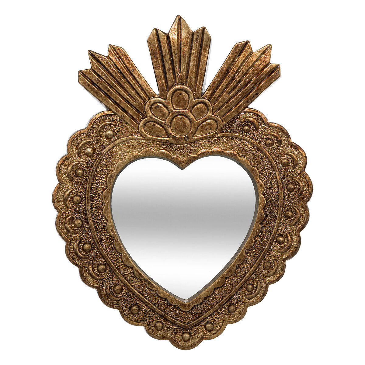 Espelho de parede alison dourado forma de coração