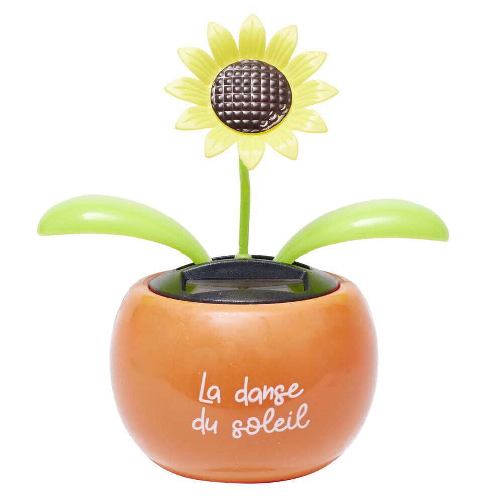 Figurine solaire dansante fleur pot coloré H10cm (3 modèles)