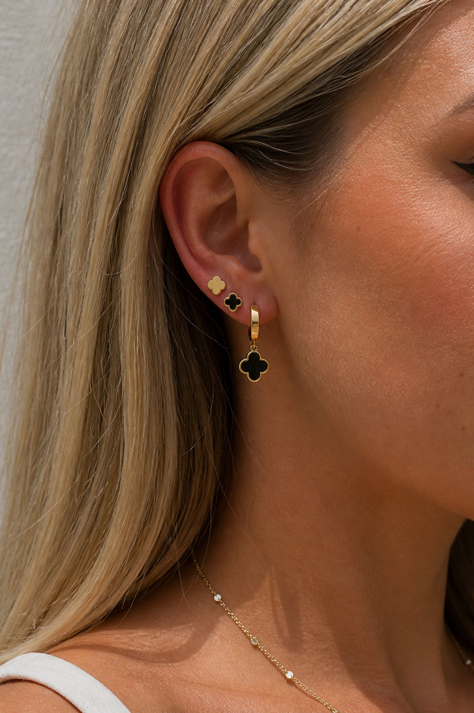 Jon Richard Gold Plated Waterproof Clover Earrings - Pack of 3