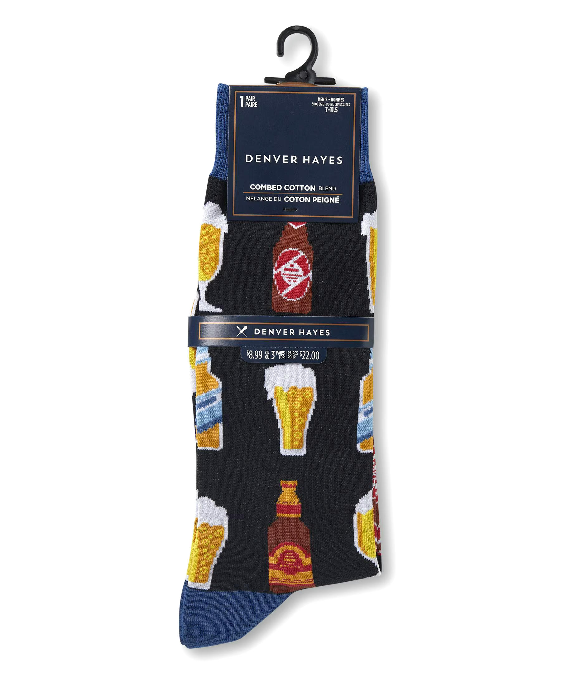 Denver Hayes Men's FRESHTECH® Beer Pattern Casual Crew Socks