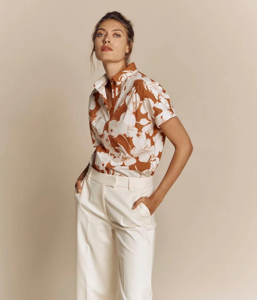 Pantalon en double toile de coton stretch PALUNO/77068/002