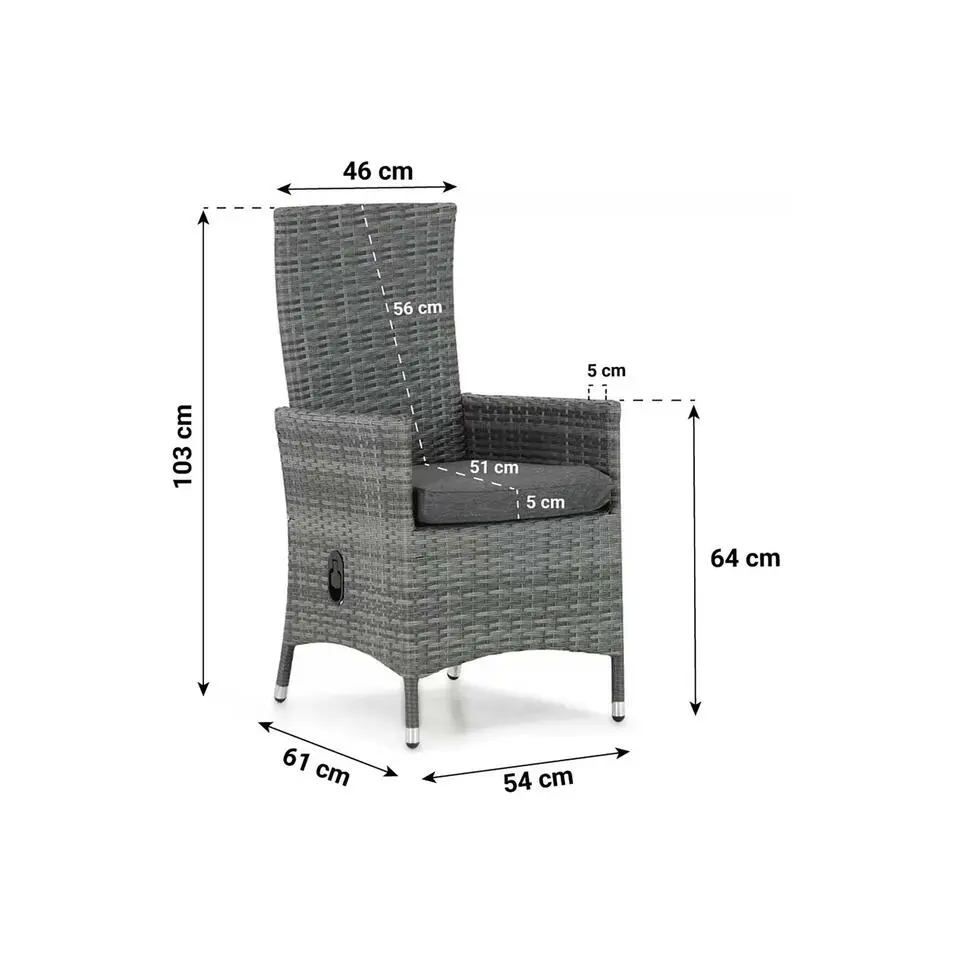 Verstelbare Tuinstoel Wicker Grijs-antraciet Domani Furniture Beluga