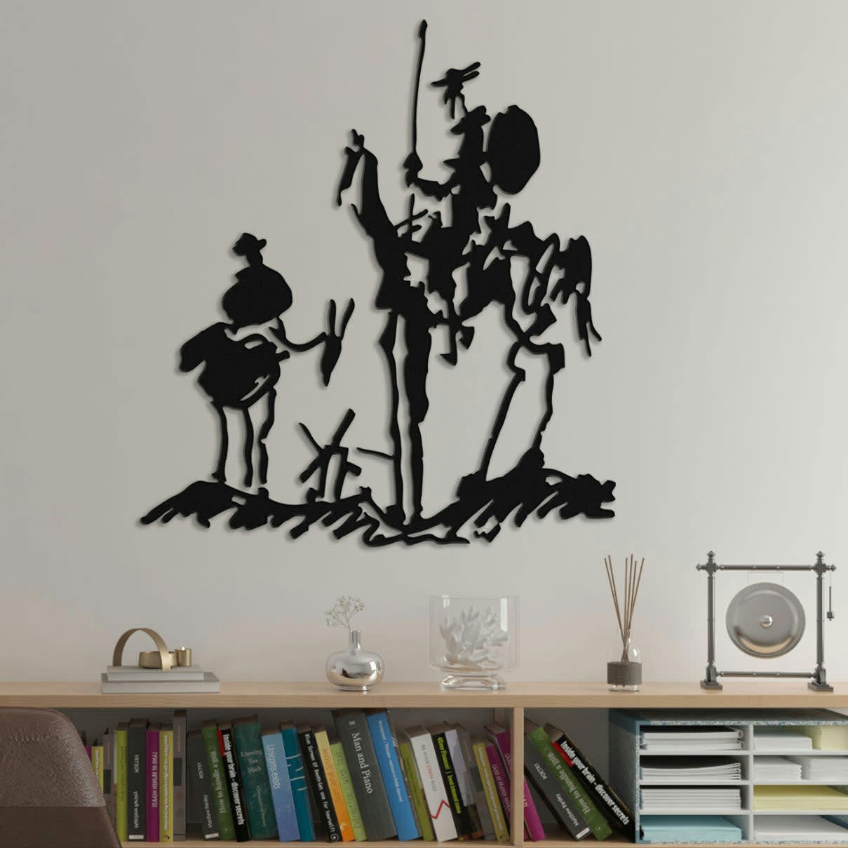 PICASSO - Décoration murale picasso don quichotte en métal noir 80x88 cm