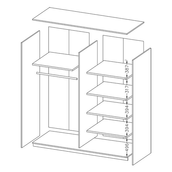 Armoire design 180cm. 2 portes avec miroirs modulables. Couleur blanc mat. Collection EOS
