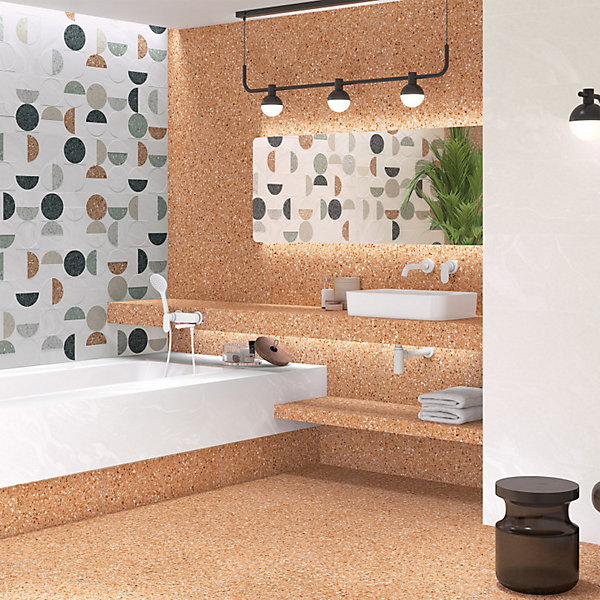 Carrelage extérieur antidérapant effet terrazzo 80x80 cm NIZA-R Antideslizante Rojizo