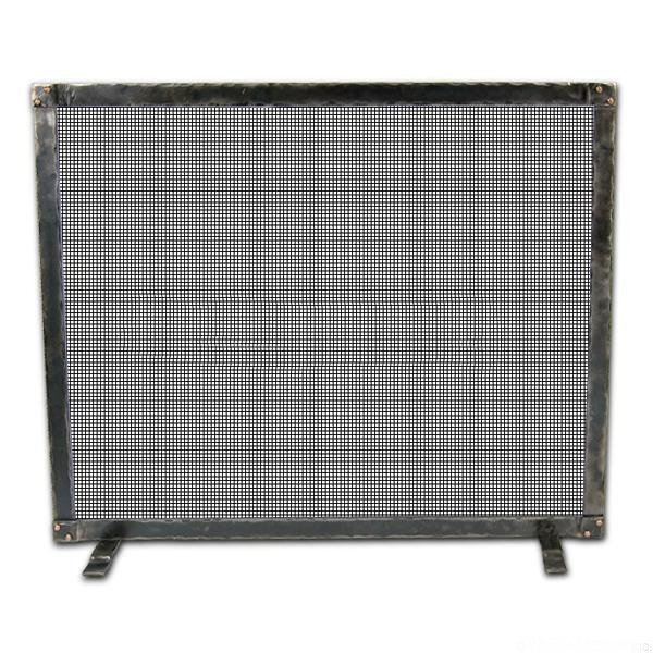 Fireplace Screen Freestanding Handmade Forged Steel copper riveted corners fireplace decor single panel
