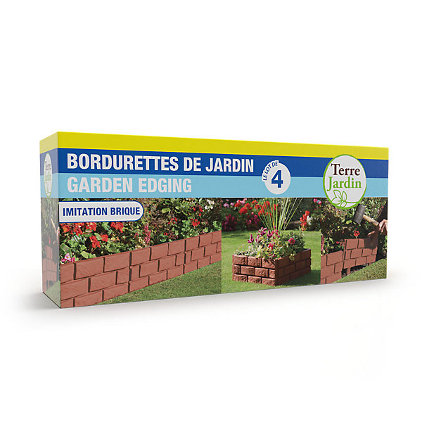 Bordure de jardin- 45 x 17.5 x 2.7 cm - Polypropylène recyclé - imitation brique - clipsables Lot de 24