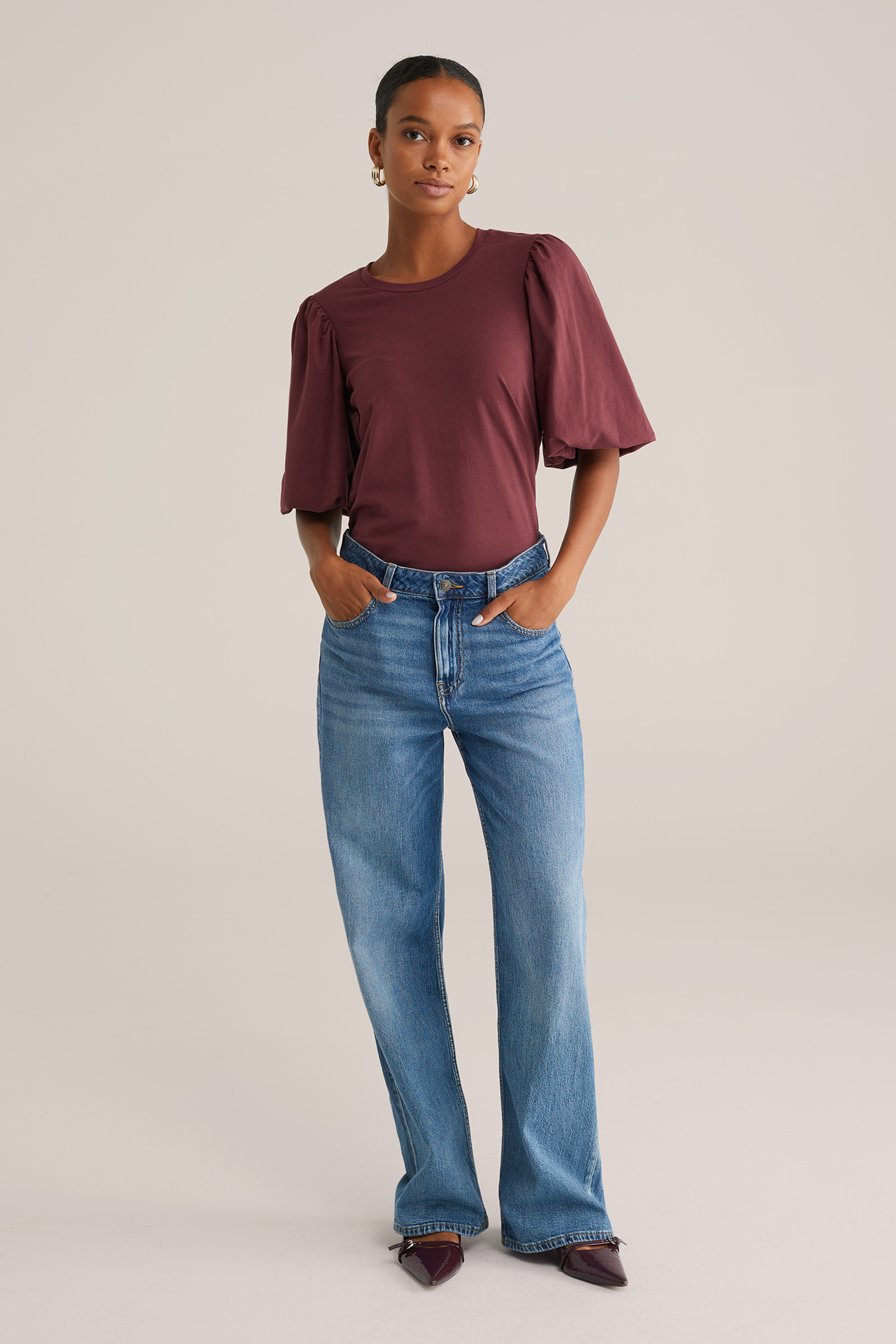 Dames T-shirt met pofmouwen