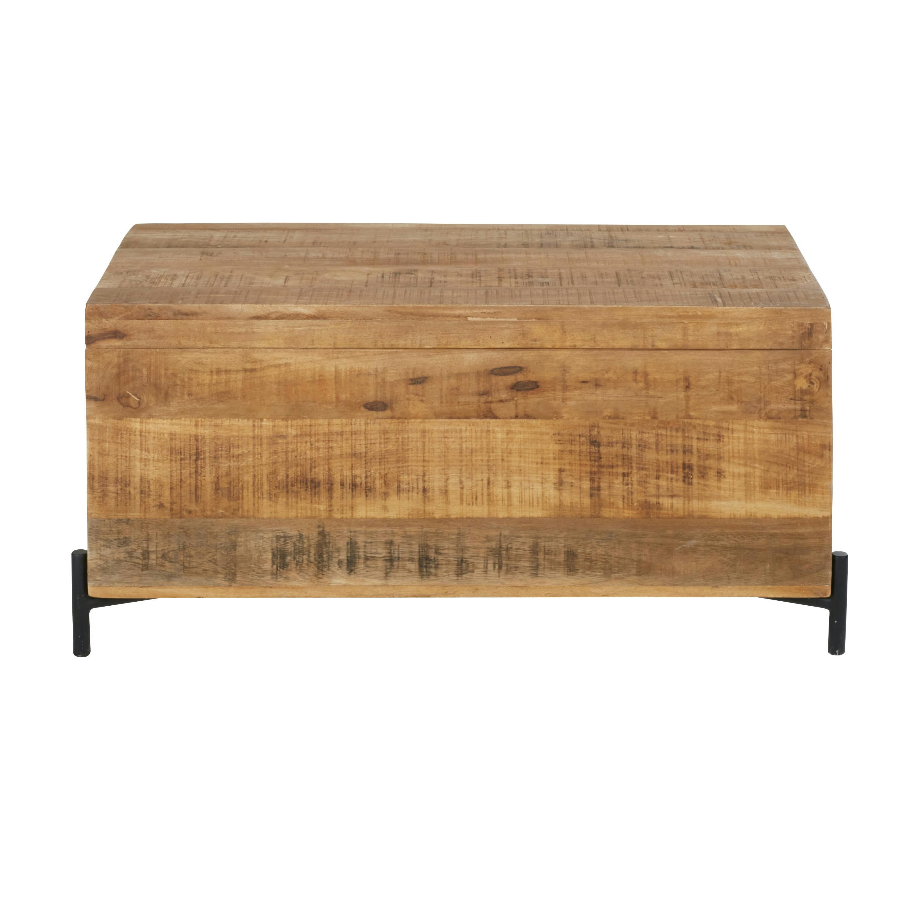 - Malle en bois de manguier et métal noir