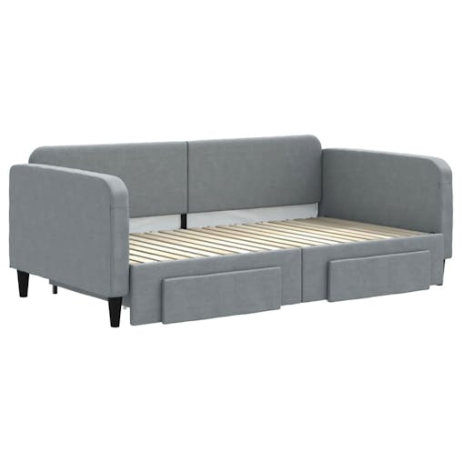 NNEVL Daybed with Trundle and Drawers Light Grey 90x190 cm Fabric