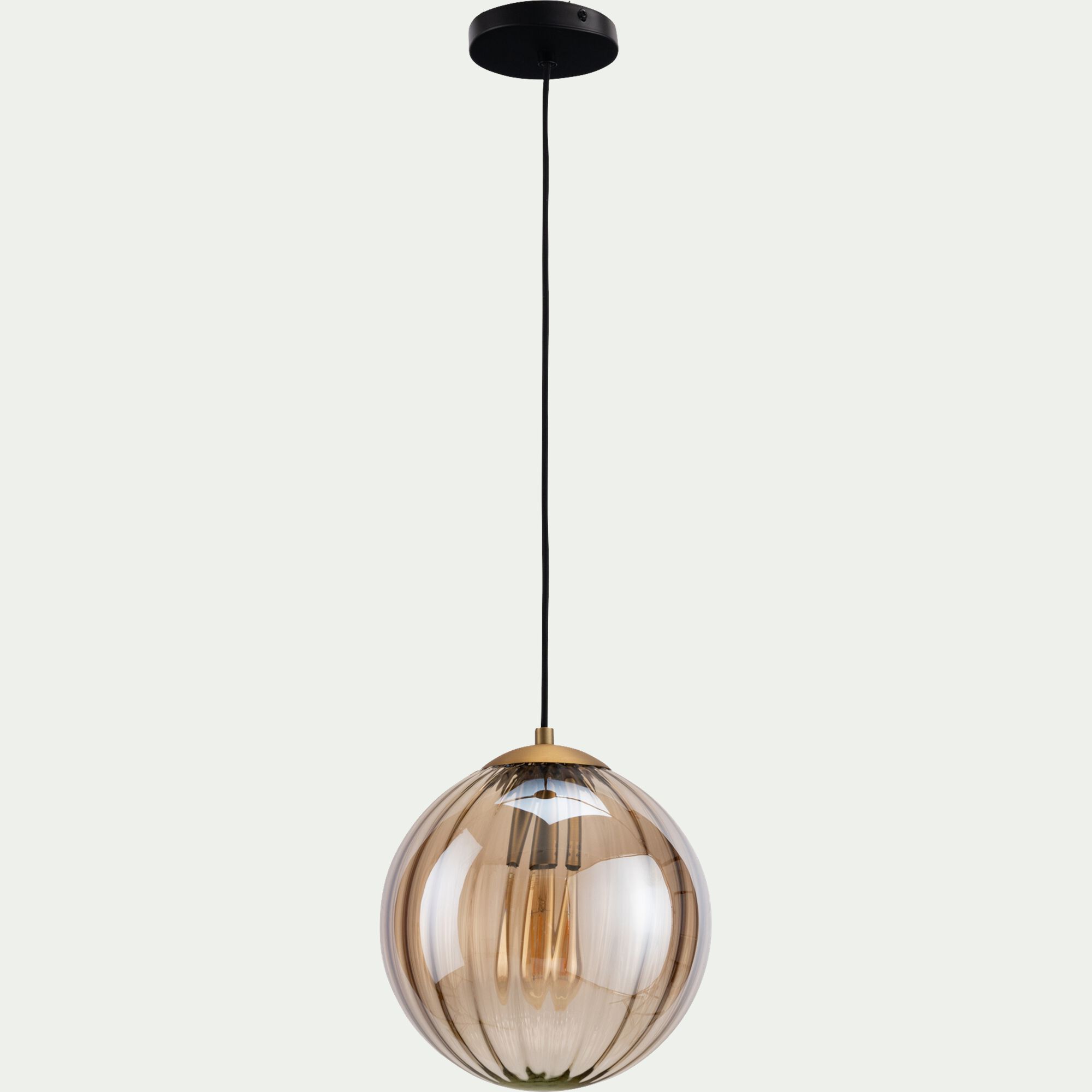 MONSARAZ - Suspension électrifié en verre et acier D25cm - marron