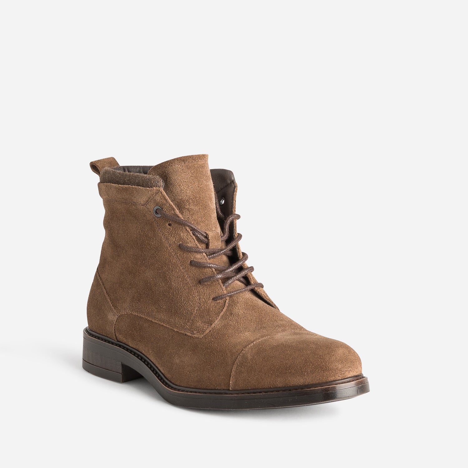 Boots à lacet marron cuir velours