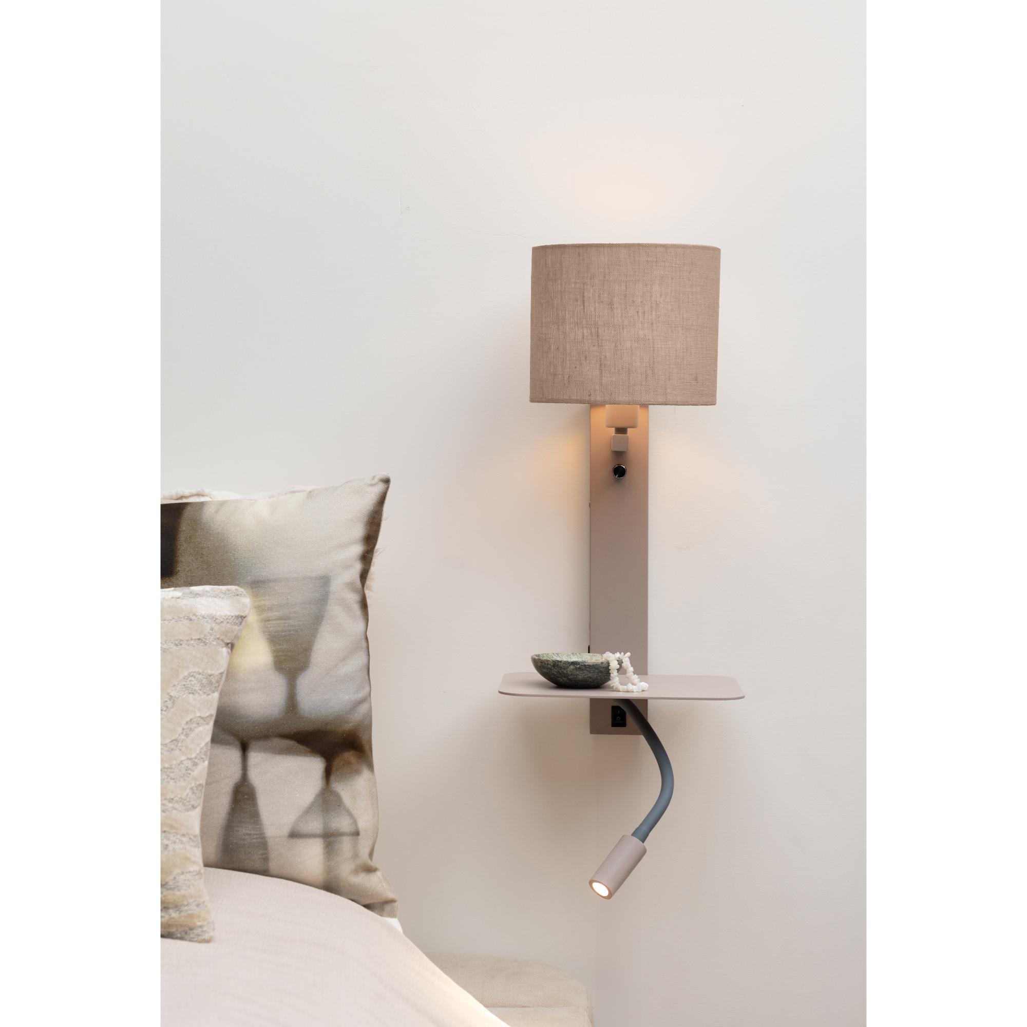 it's about RoMi Florence Wandlamp met Leeslamp - Bruin / Dark Linnen