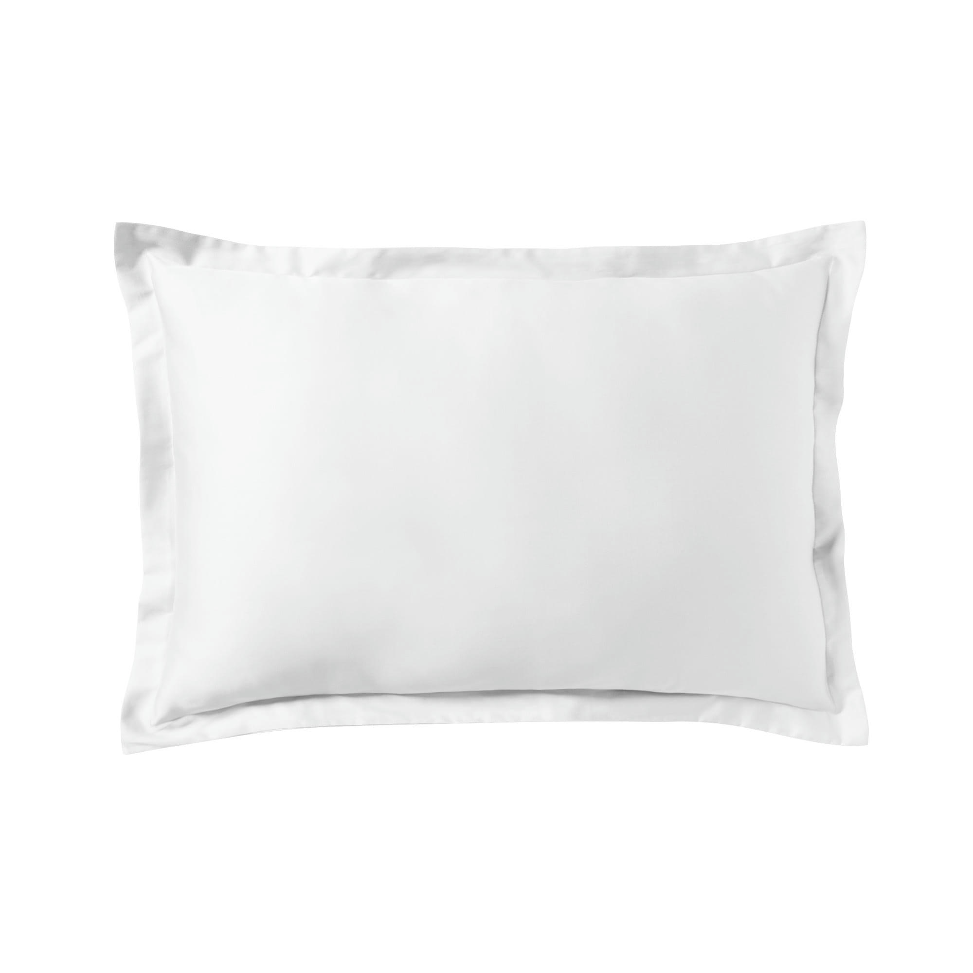 TRIUMPH LINE - Taie d'oreiller unie en satin de coton blanc 50x70