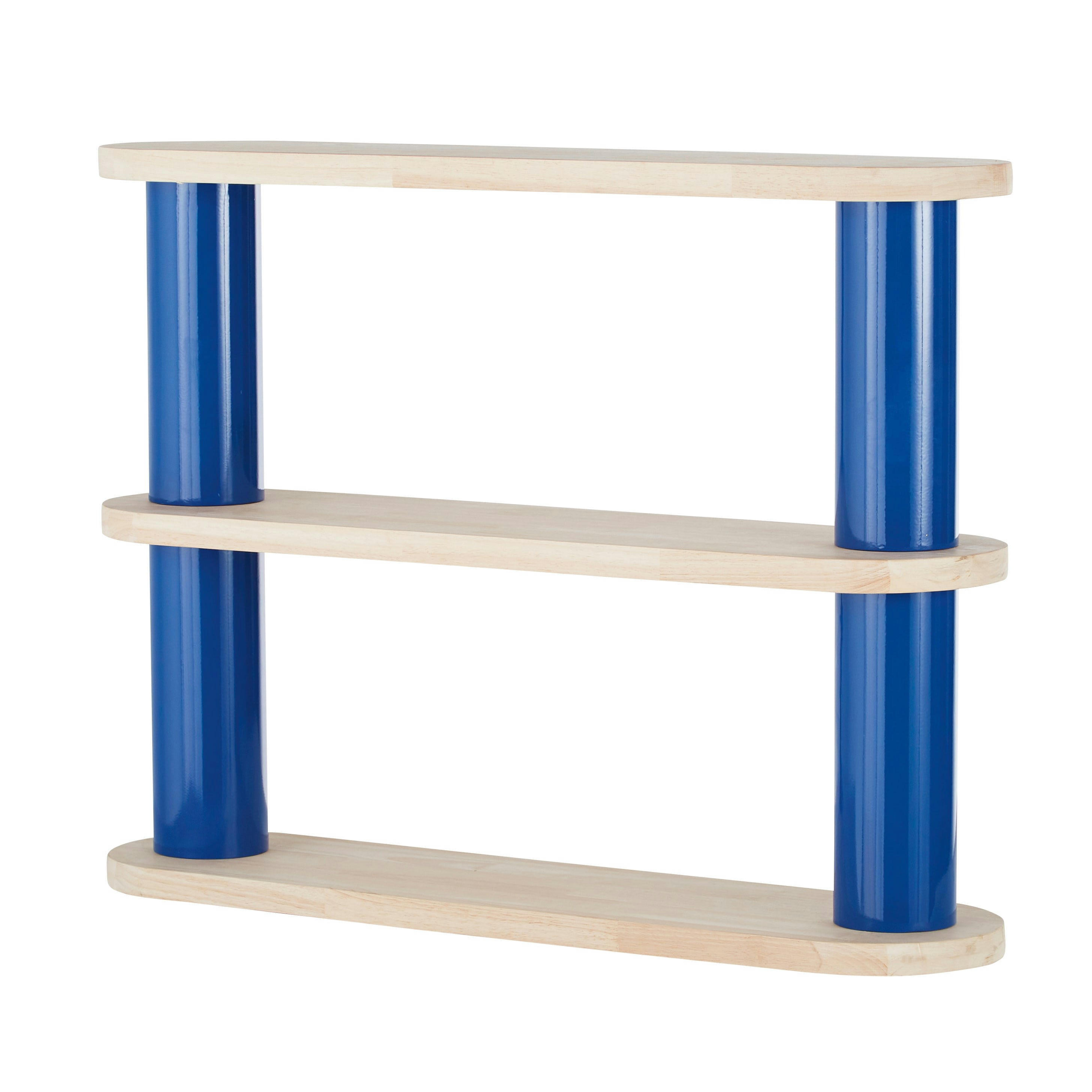 ARMAND - Etagère murale en fer recyclé et bois de chêne recyclé bleu et beige