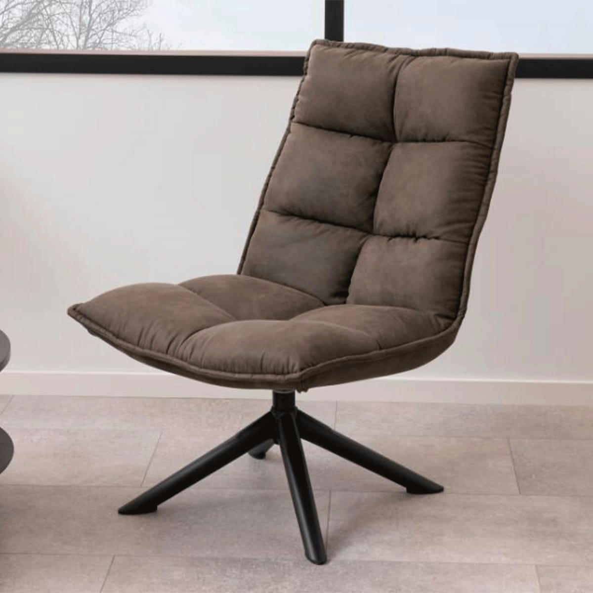 STORMY - Fauteuil moderne matelassé en tissu gris anthracite