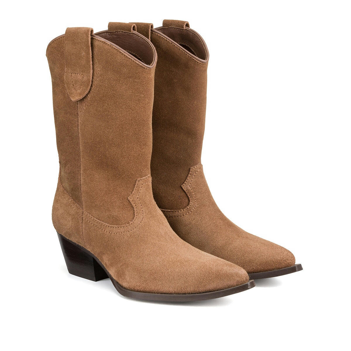 Bottes santiag en cuir suédé