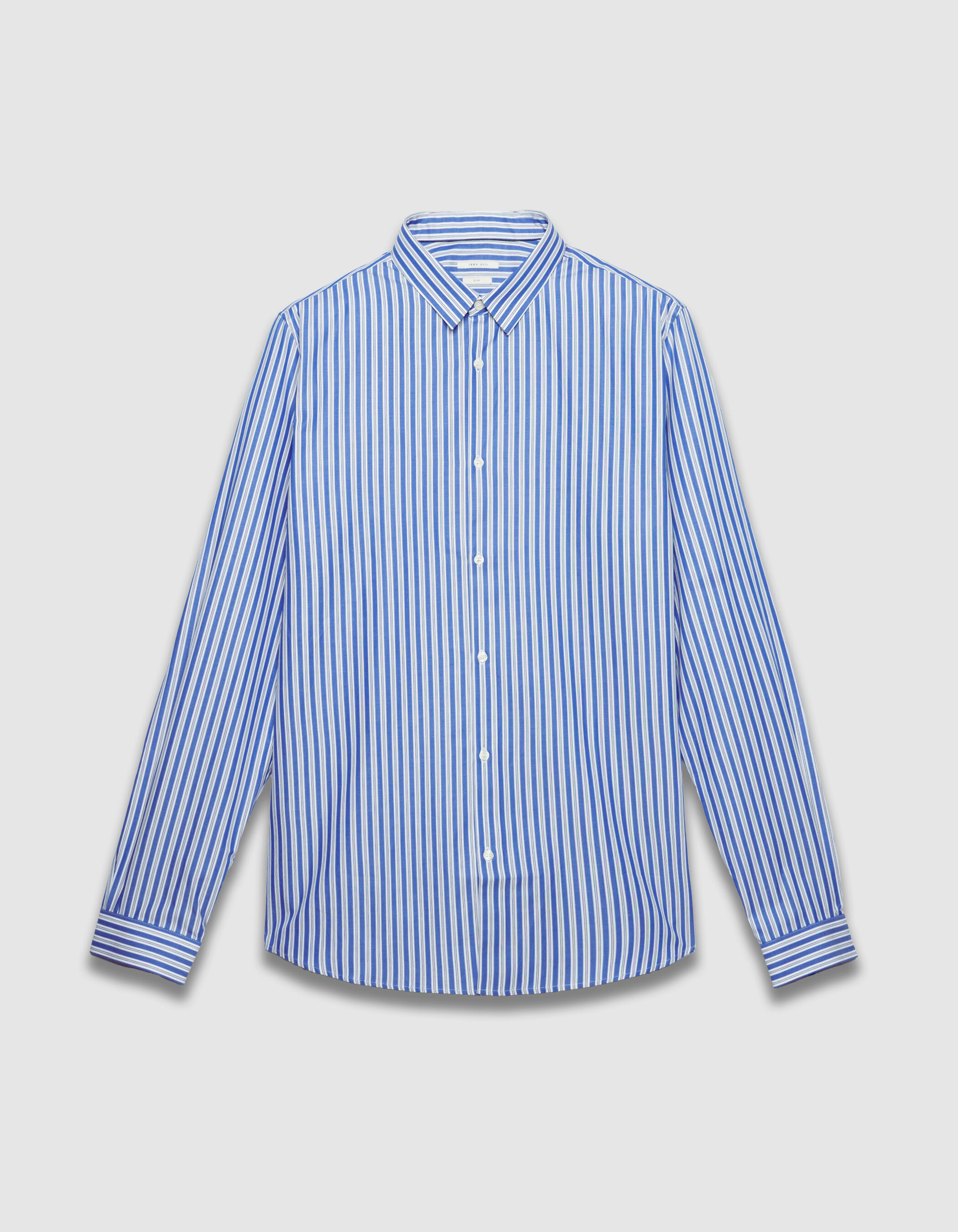 Chemise slim bleue motif rayures Homme