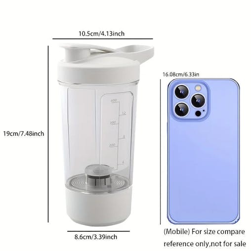 NNEOBA 13.53 Oz Portable Electric Self-Stirring Cup USB Bottle White